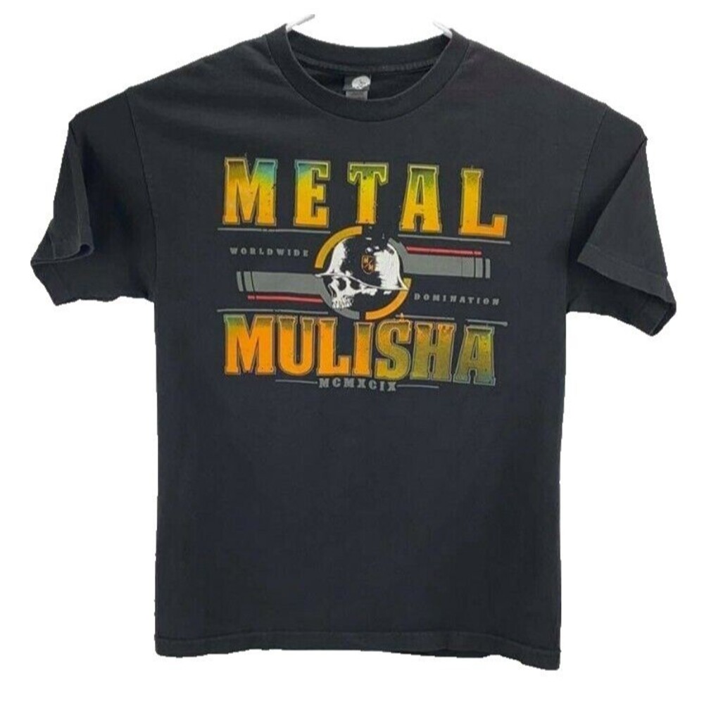 VINTAGE Y2K Metal Mulisha T-Shirt Large Black Worldwide Domination MCMXCIX Skull